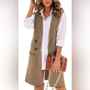 Active USA Brown Sleeveless Cardigan Women’s Size Small